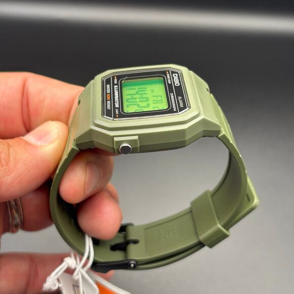 Casio W-217H Mod Green Gel Filter Green Case and Silicone Strap 50m Digital NIB - Picture 8 of 17